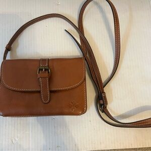 Patricia Nash Brown Leather Crossbody Bag Purse w/ Buckle Detail